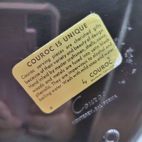 Couroc Puffy Owls on Branch Rectangular Tray Hand Inlaid Wood Spikey Birds - Picture 6 of 7